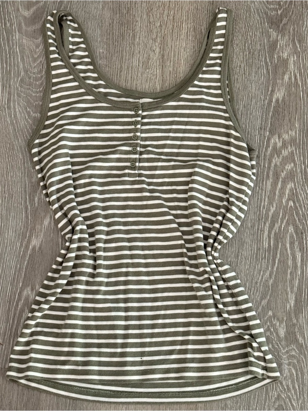 GAP Olive Green and White Striped Tank Top
